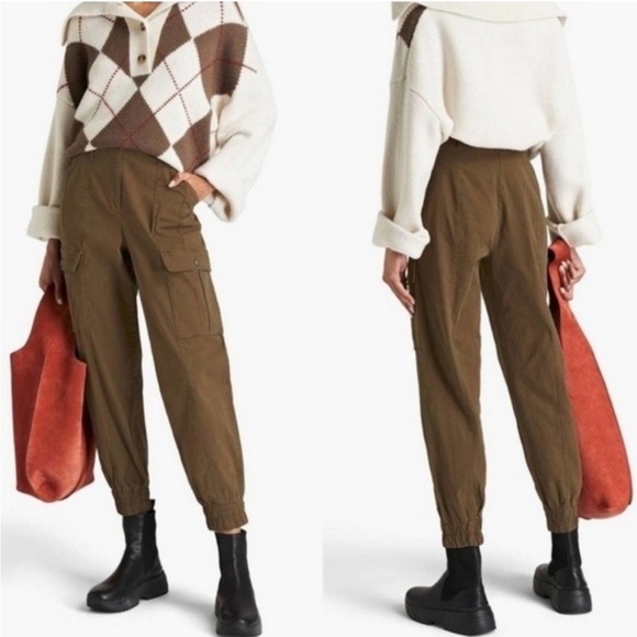 Cinq a Sept Kelly Cargo Crop Jogger Pants Olive Green Utility Sz XS - Picture 1 of 12